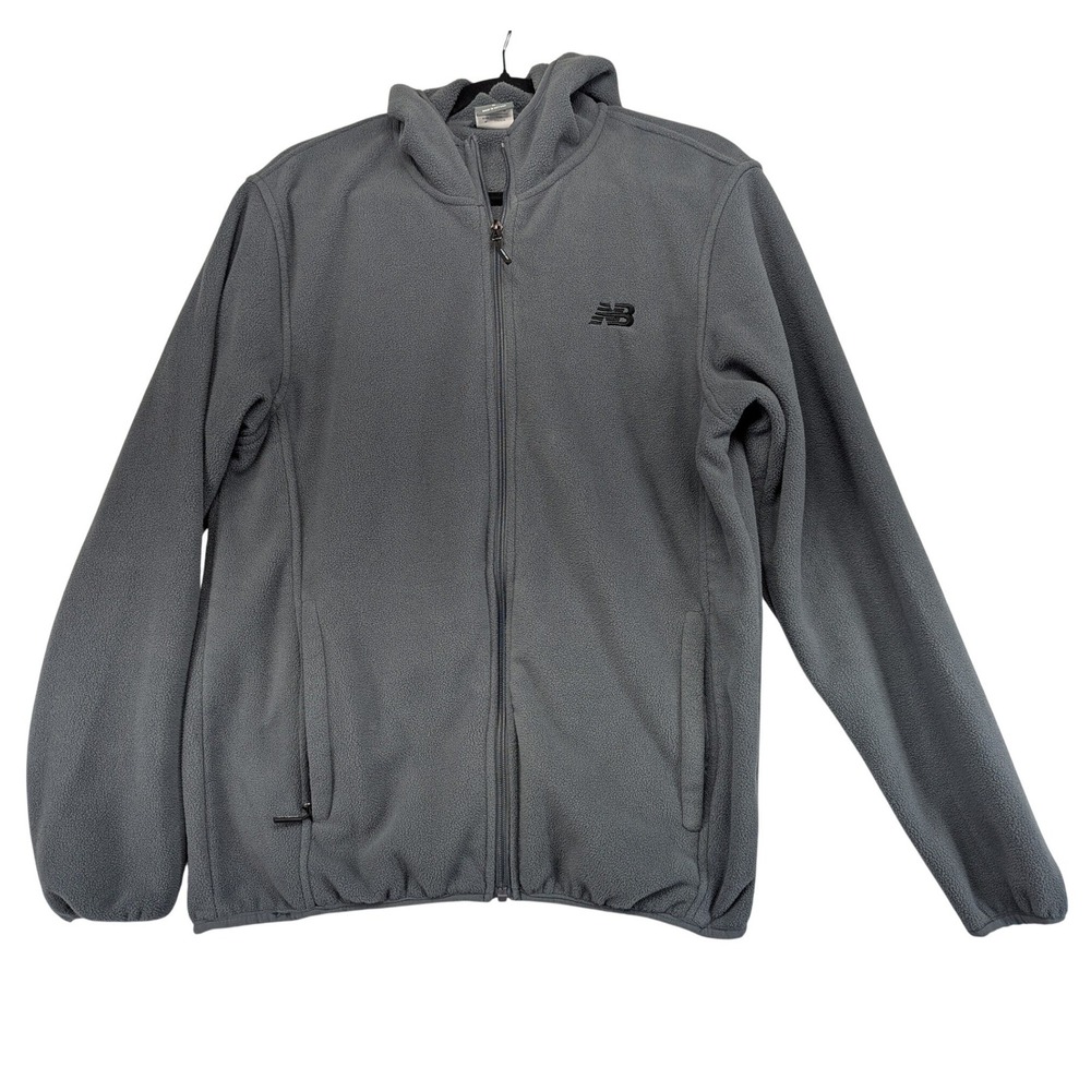 New Balance Fleece Full Zip Hooded Jacket Gray Mens Size‎ Small Activewear